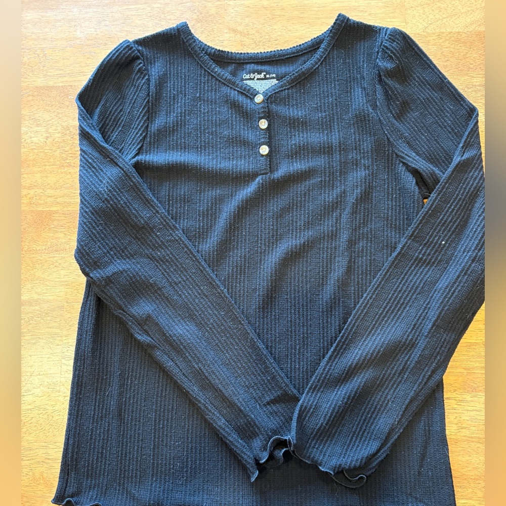 Cat & Jack Black Henley Top with Button Accents